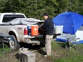 No 88 Rock Creek area, Montana. Rob at camp rustling up something to eat. 